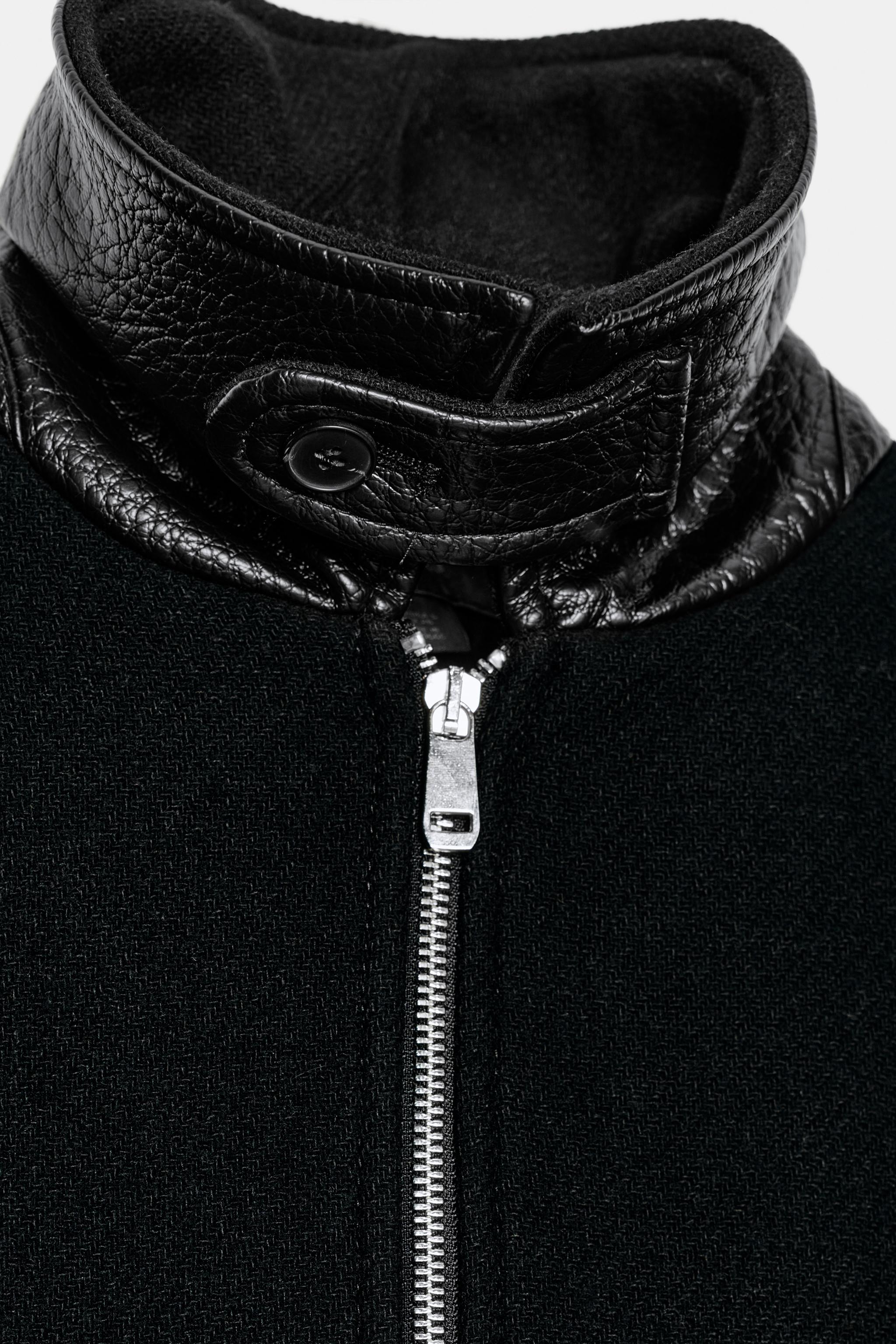 CONTRAST COLLAR WOOL BALLOON BOMBER JACKET